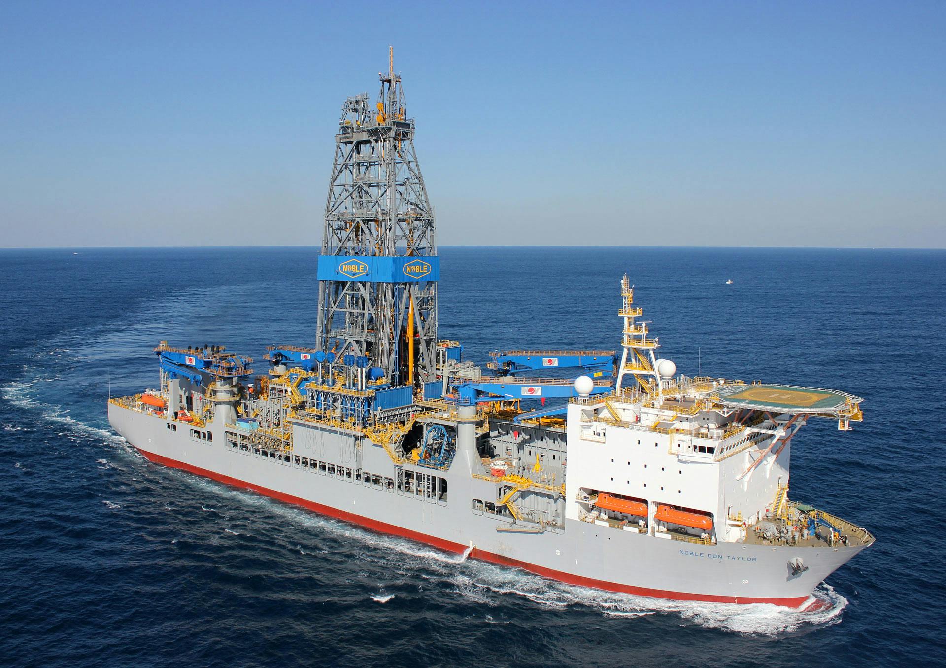 Drillship on open waters