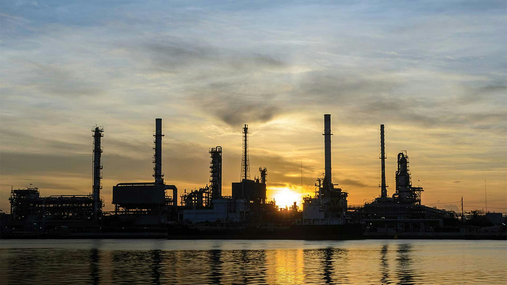 Sunset of a Chemical Industry Plant 
