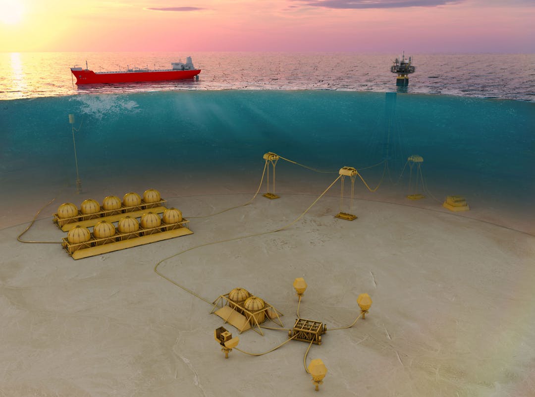 Render of subsea production system infrastructure