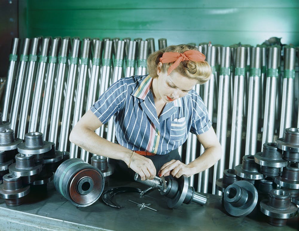 Vintage image of Mission employee working