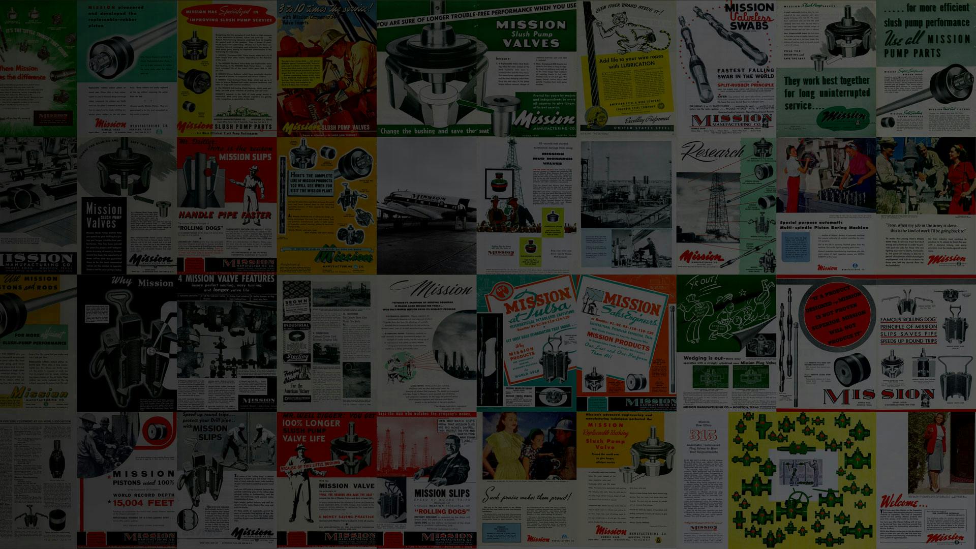 Collage of vintage MISSION ads and flyers