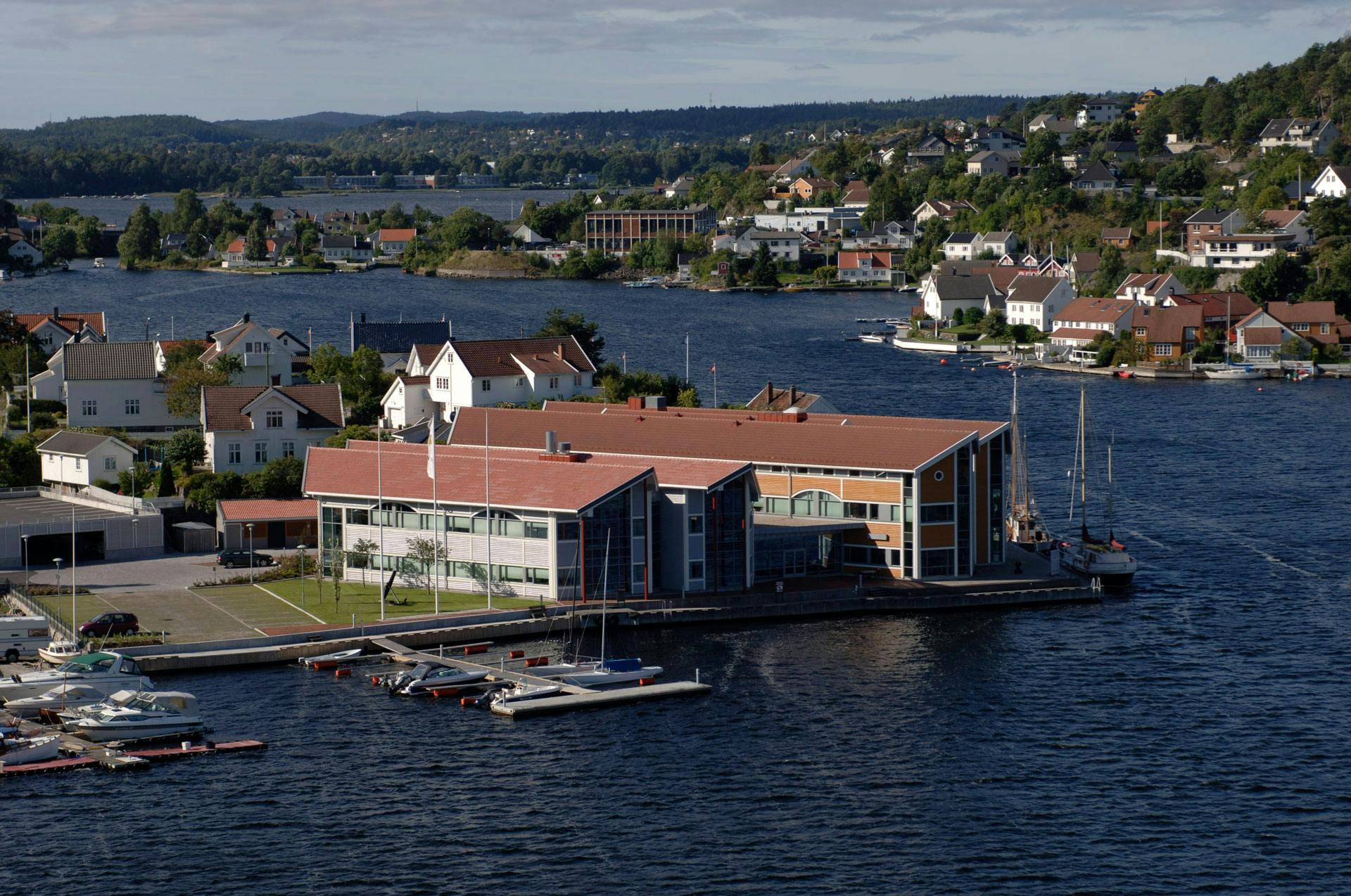 Aerial shot of the APL office in Arendal, Norway
