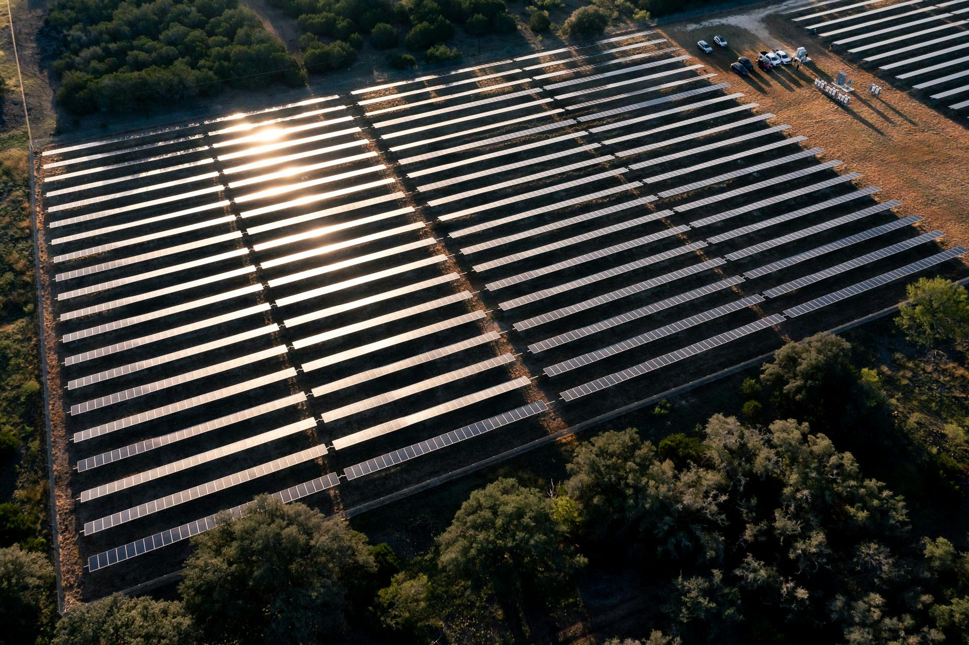 Aerial image of a solar farm