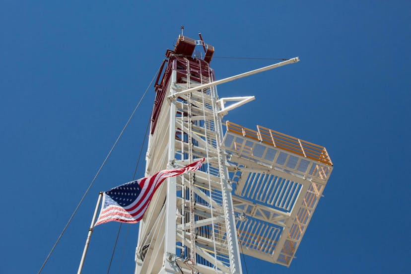 Upward shot of rig mast