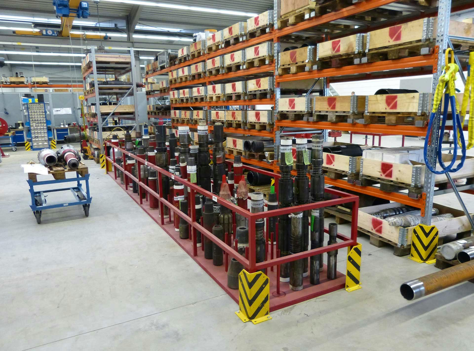 Image of various equipment shelved and organized in warehouse