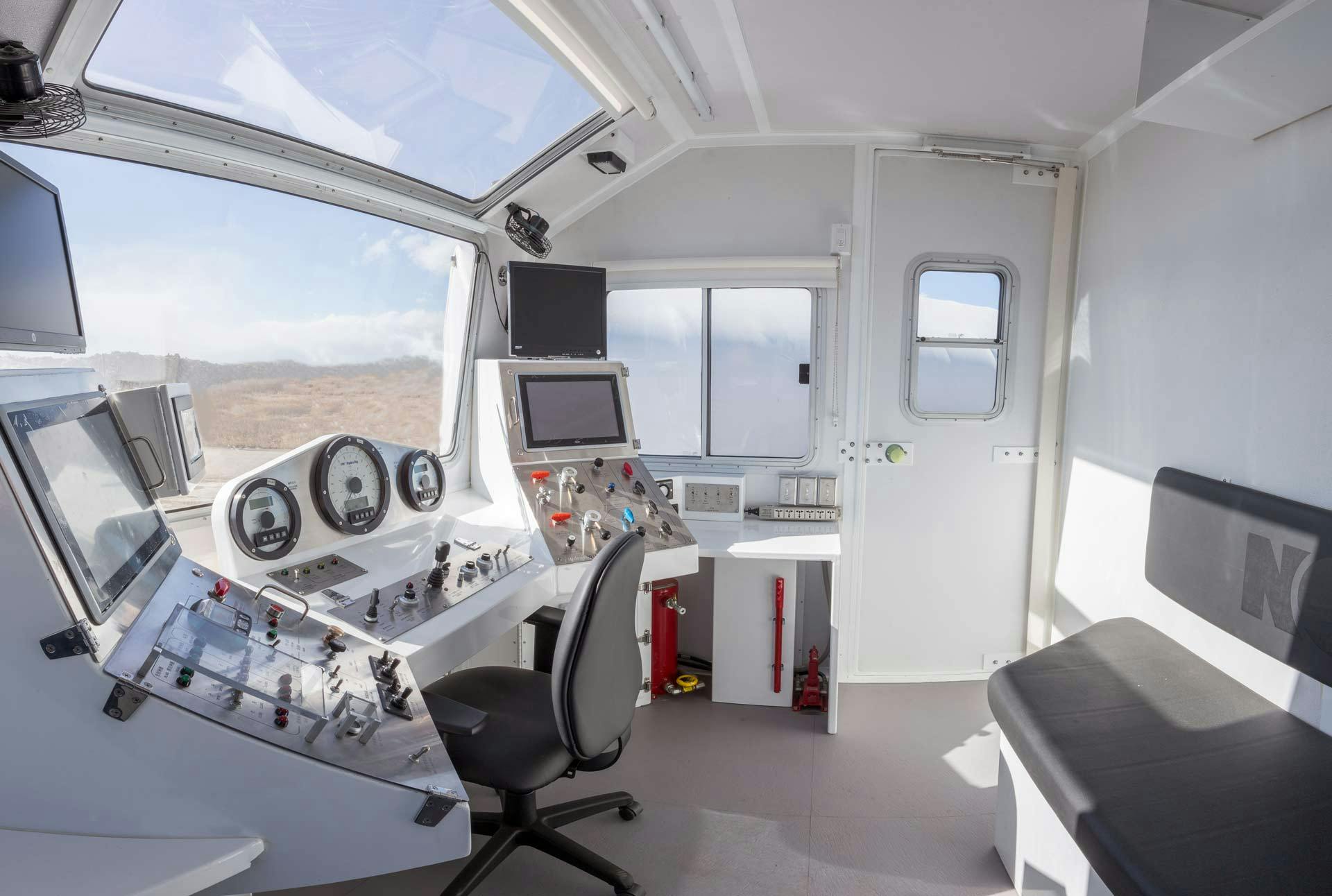 A shot inside a High Visibility Control Cabin