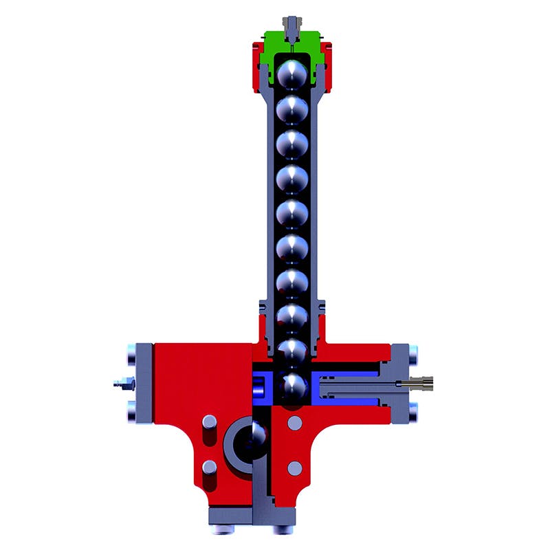 A render of a Frac Ball Launcher as part of the WIreline Frac Solutions line