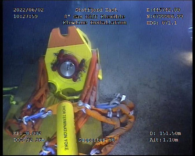 Underwater image of gas lift flexible flowline installation