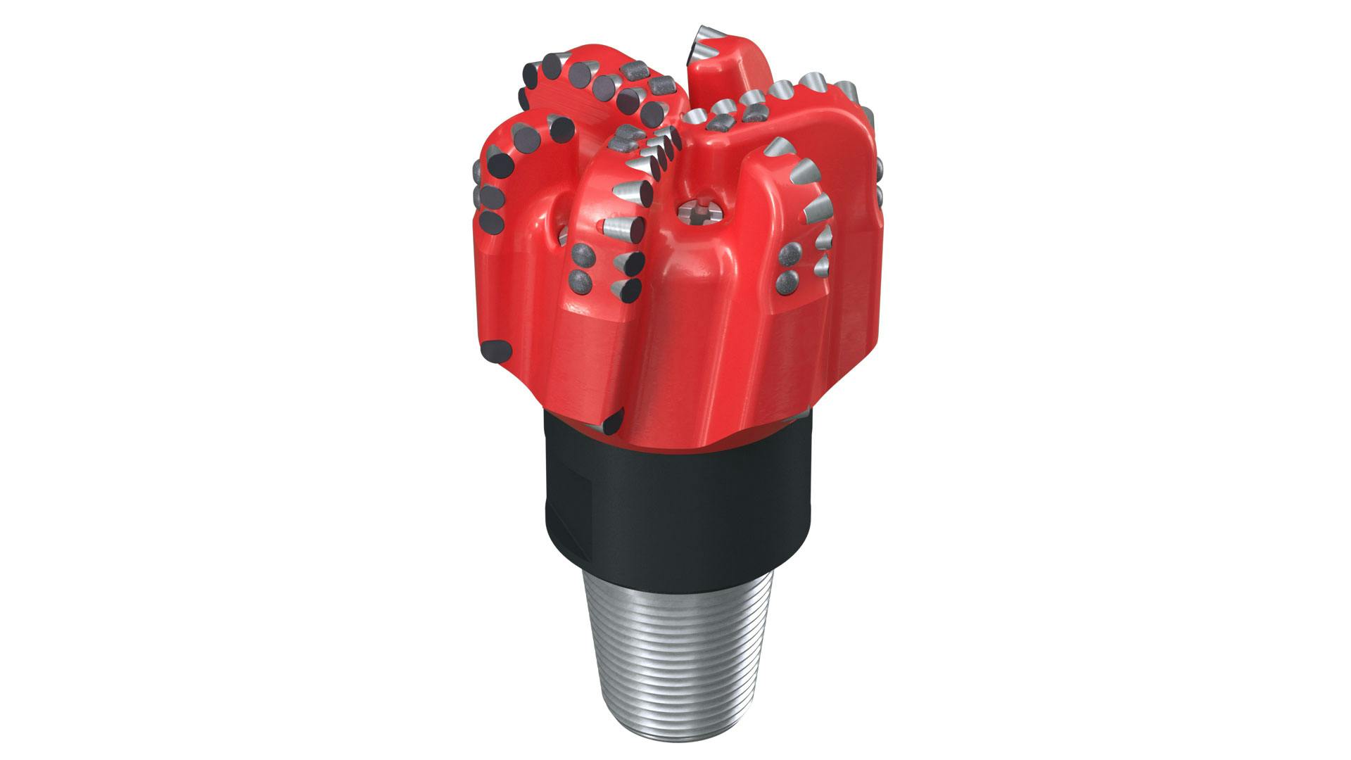 Front facing render of a red Pursuit drill bit