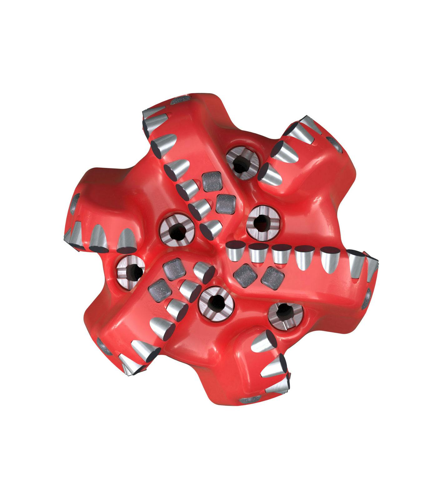 Top render of a red Pursuit drill bit