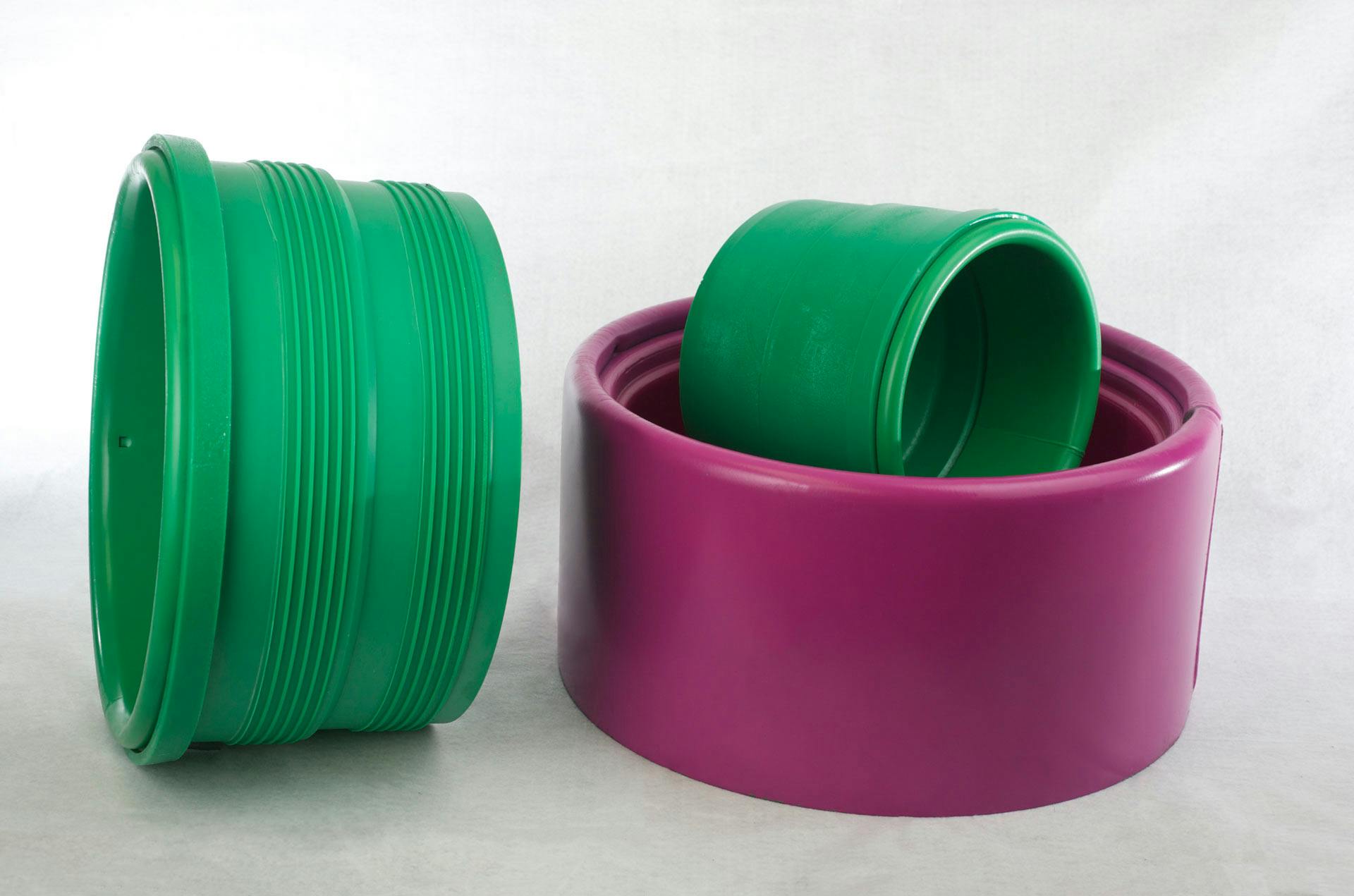 Group of green and pink Mega Casing Protectors