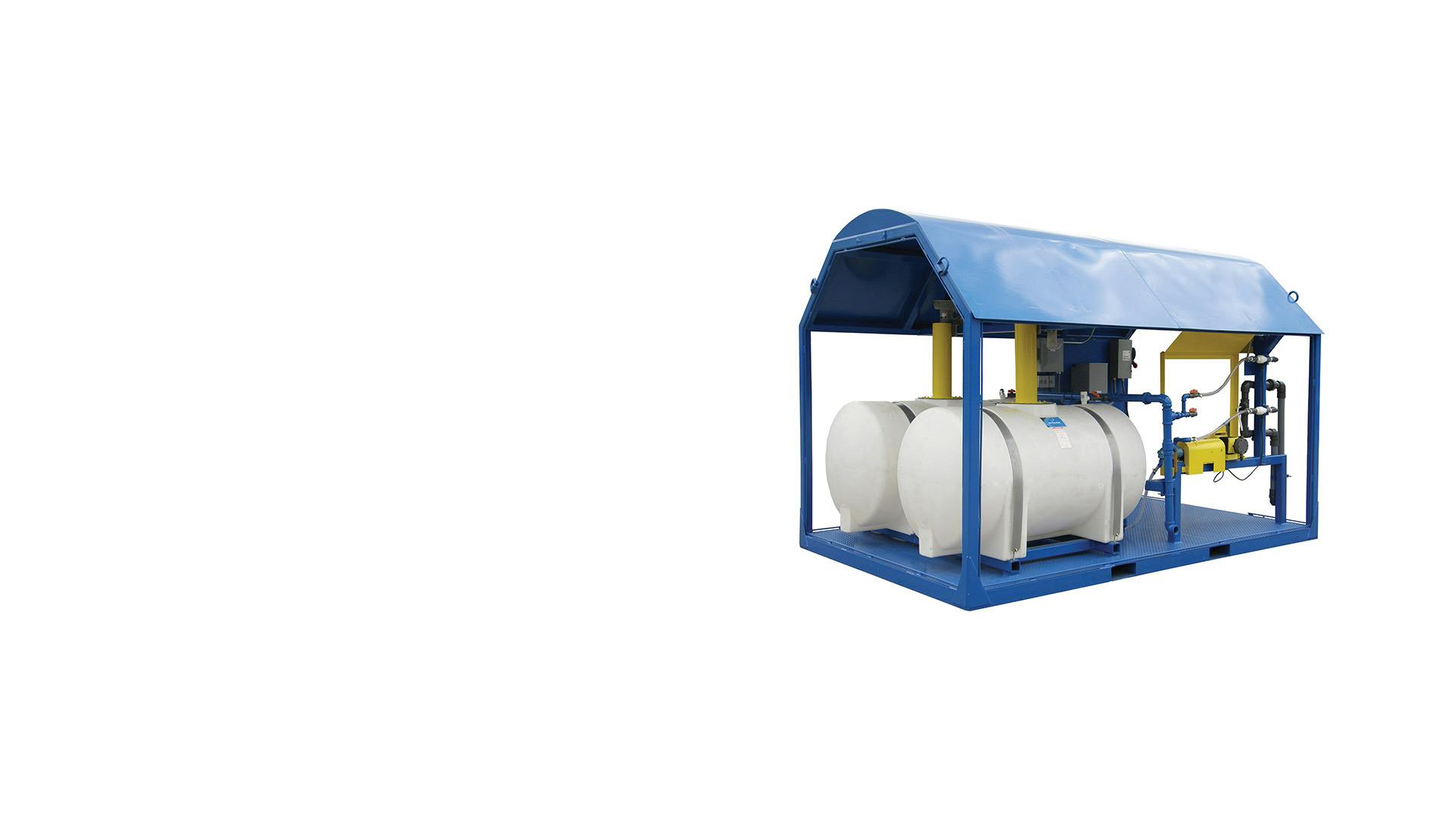 A render of a dewatering water-based drilling fluid unit from a front angle