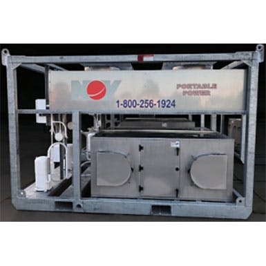 Portable power unit with NOV logo and contact number