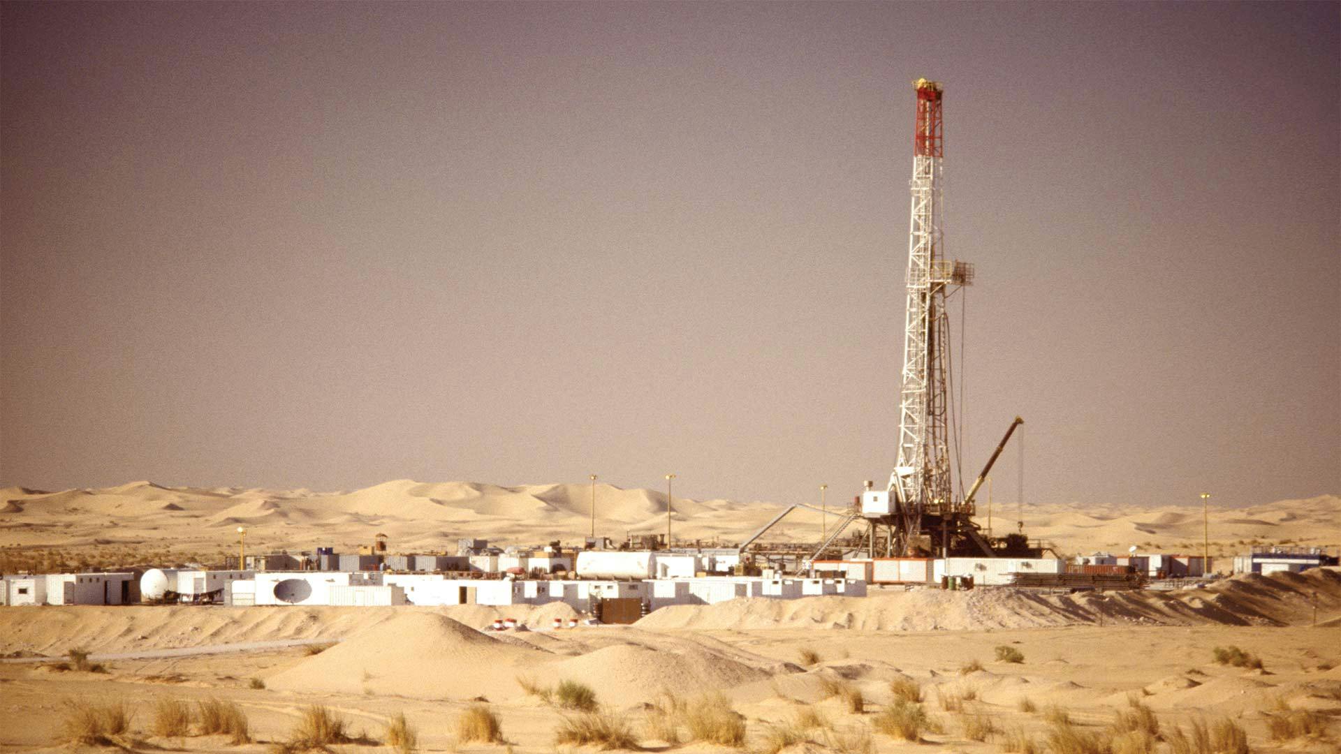 A rig set up in a desert